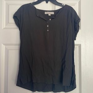 Small Loft Olive Green Button-Down Blouse
